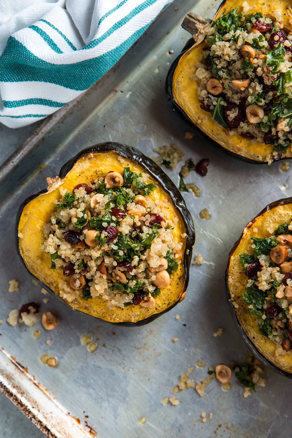Stuffed Acorn Squash with Quinoa, Hazelnuts, and Kale | Will Cook For Friends