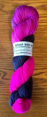 STR "Black to the Fuchsia" for palindrome painted warp effect woven scarf.