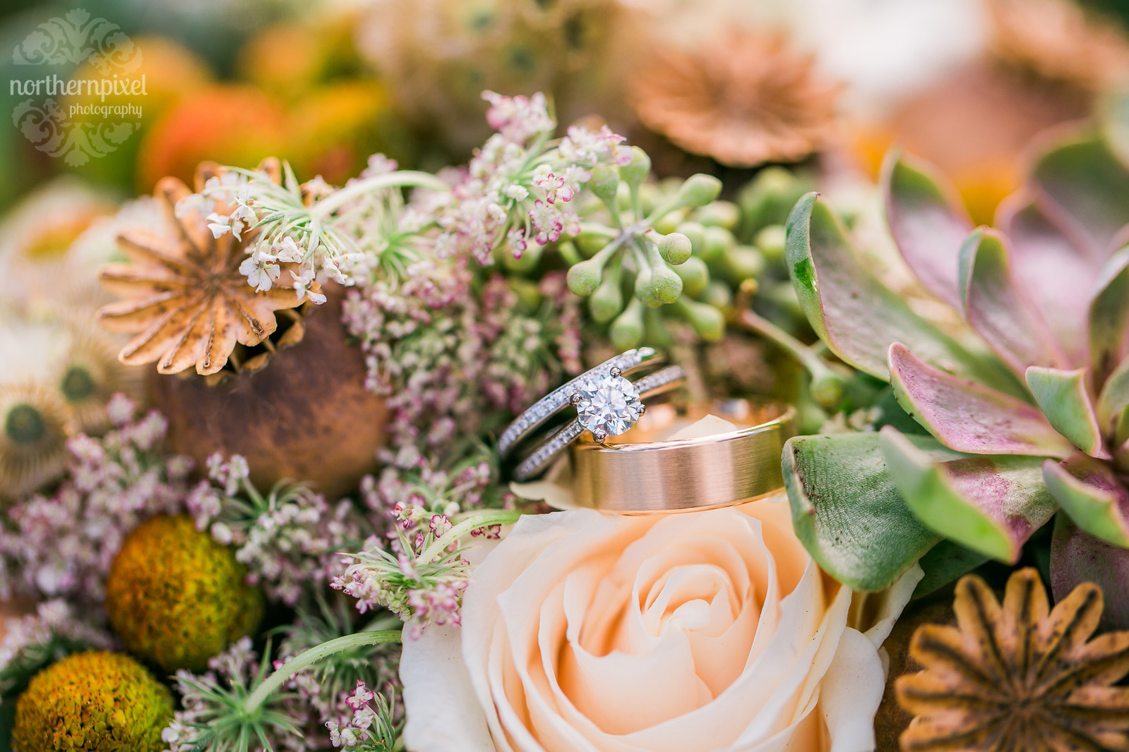 Bouquet and Wedding Rings