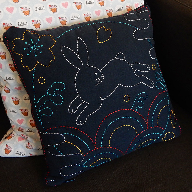 Bunny Sashiko Pillow