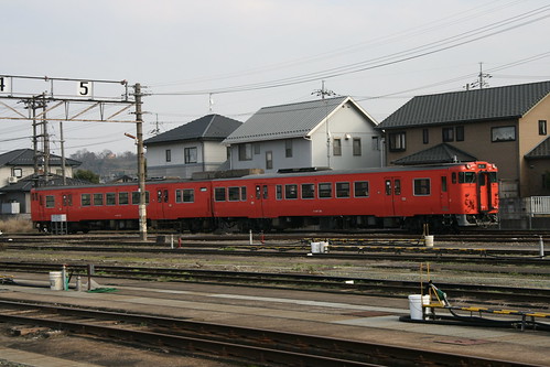 JR West kiha47 series DMU(Capital Color) in Tsuyama Yard, Tsuyama, Okayama, Japan /Jan 2, 2017