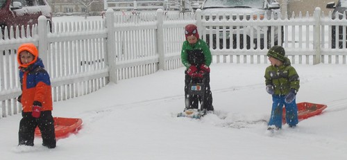 mowing the snow