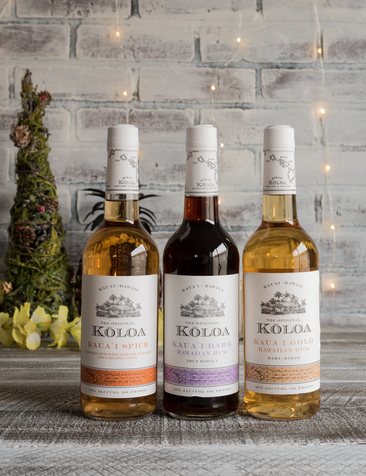 Three bottles of koloa rum