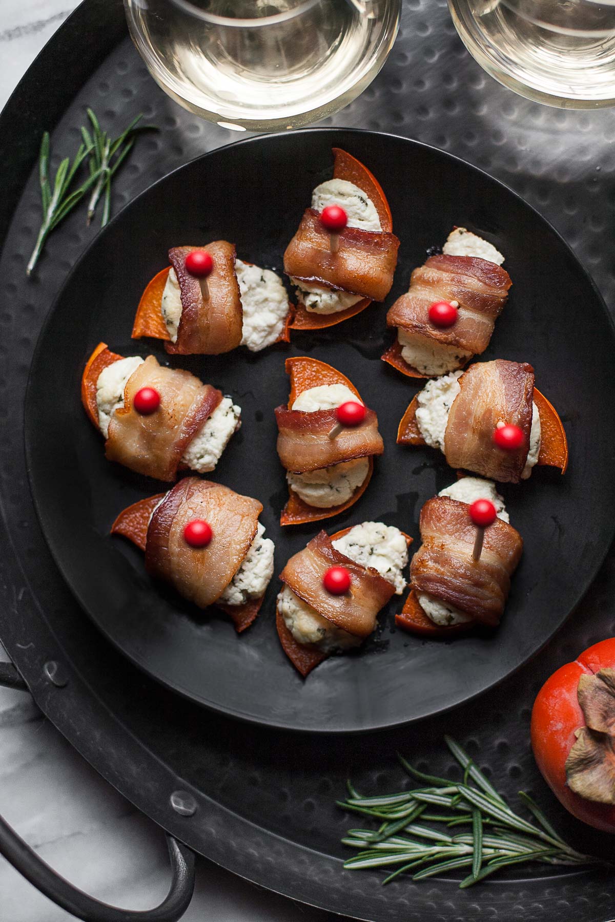 Persimmon Bacon Bites with Rosemary Goat Cheese