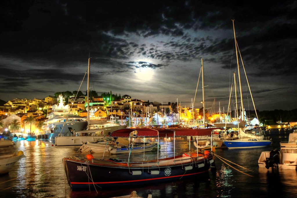 Hvar Harbour at night