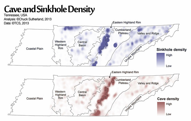 Tennessee Cave and Sinkhole Density Map