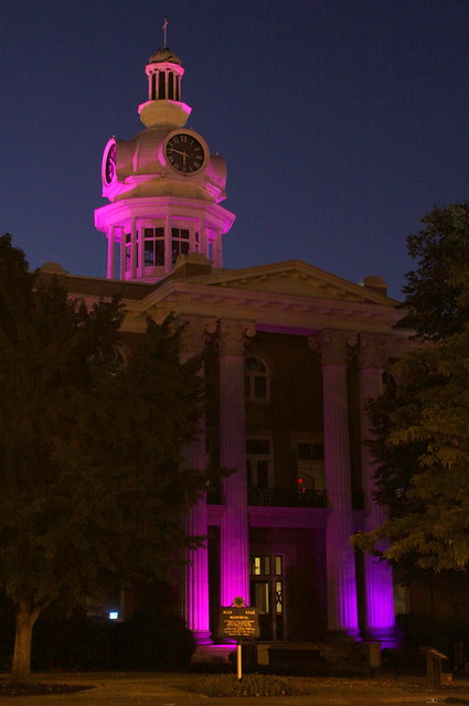 Rutherford Co. Courthouse, Purple for Alzheimer's Assoc. Walk