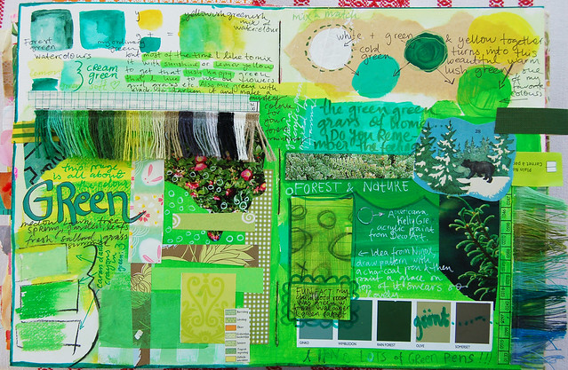 Exploring the colour Green - art journaling by @ihanna
