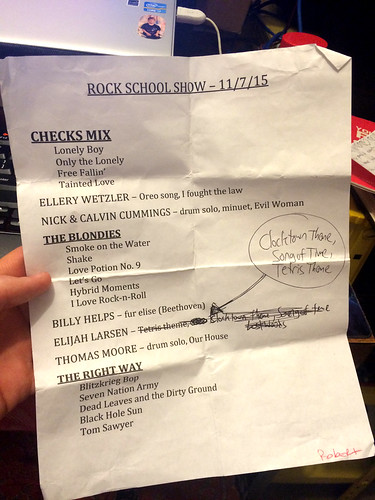 Rock School Show Agenda (Nov 7 2015)