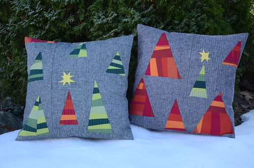 improv Christmas pillows by Poppyprint