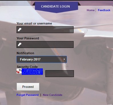 AFCAT candidate login
