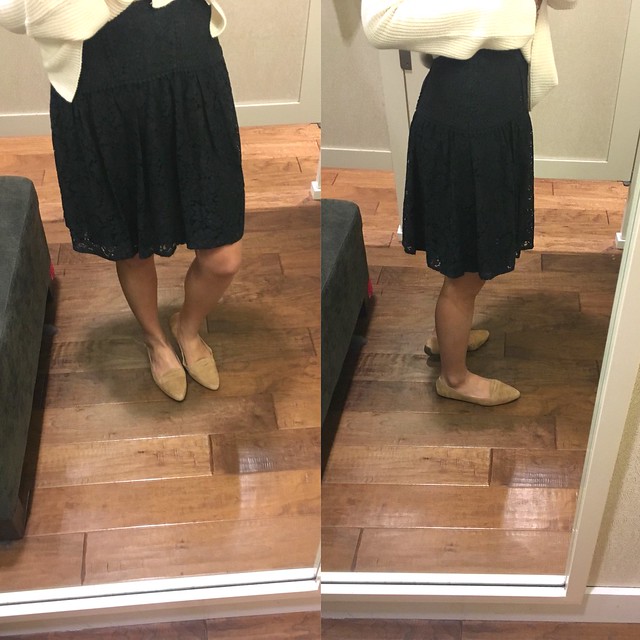 LOFT Mixed Lace Skirt, size 00 regular