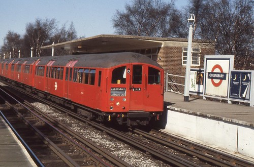 London Transport . 1938 Tube Stock 11242 . Queensbury Station . 23rd-March-1979 .