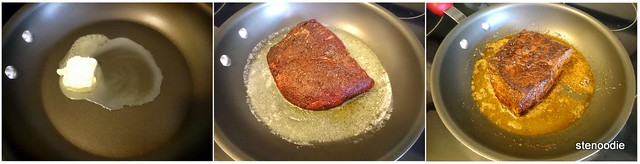  Espresso rubbed steak cooked with butter