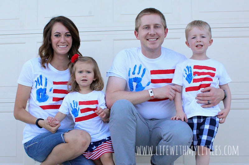 These American flag handprint tees are super easy to make and are the perfect DIY shirts for the 4th of July! 