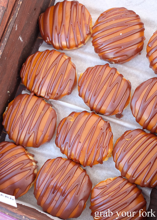 Caramel custard donuts at the Canterbury Foodies and Farmers Market, Sydney
