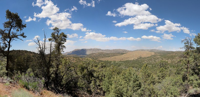 Panorama view north from PCT mile 259 toward the Granite Peaks