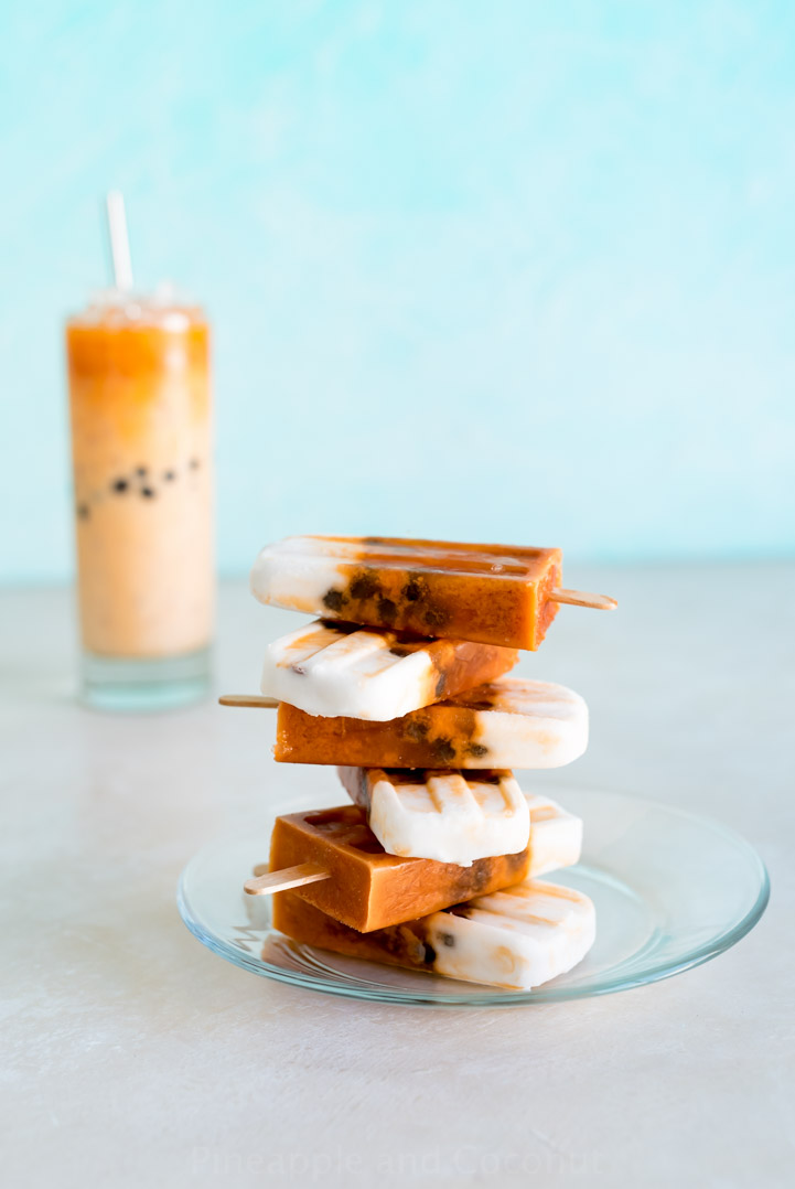 Boba Thai Iced Tea Popsicles www.pineappleandcoconut.com #ad #WorldMarketTribe