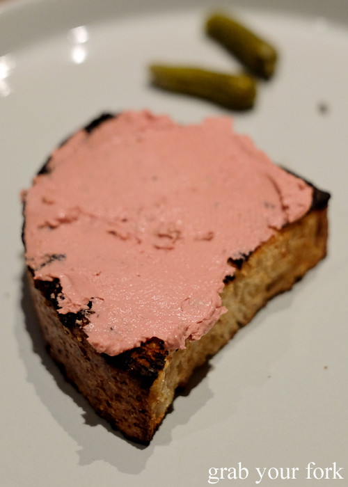 Foie gras parfait on toast at Mercado restaurant, Sydney