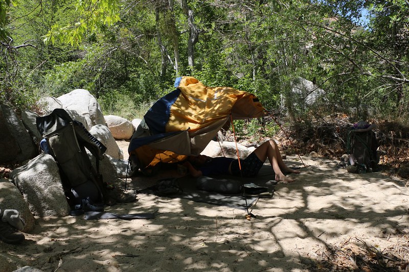 We decide to hide from the heat in the shade down in the trees by Deep Creek near the PCT bridge