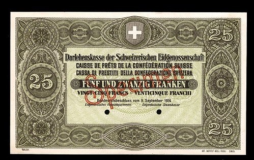 Lot 4354 Switzerland 25 Franken 9.9.1914.9.1914