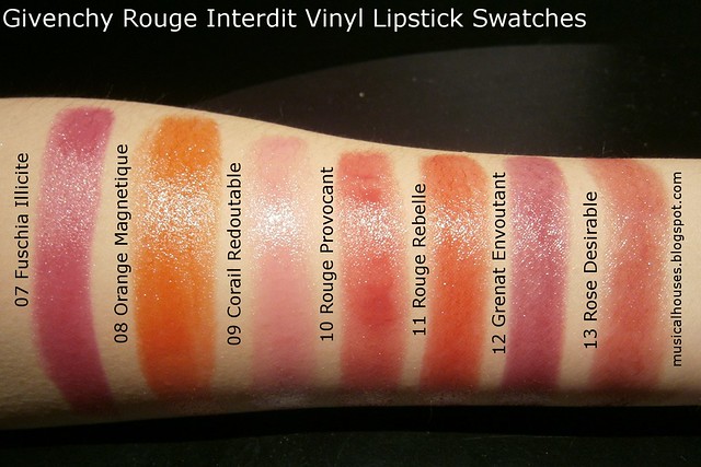 Givenchy Rouge Interdit Vinyl Lipstick Color Enhancing Swatches