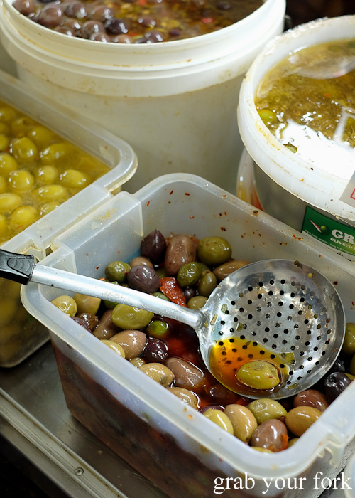 Mixed olives at Lamia Super Deli during the Community Kouzina Marrickville Food Tour for Open Marrickville 