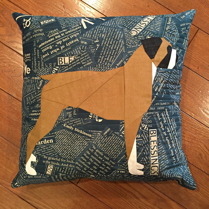 Paper pieced boxer pillow