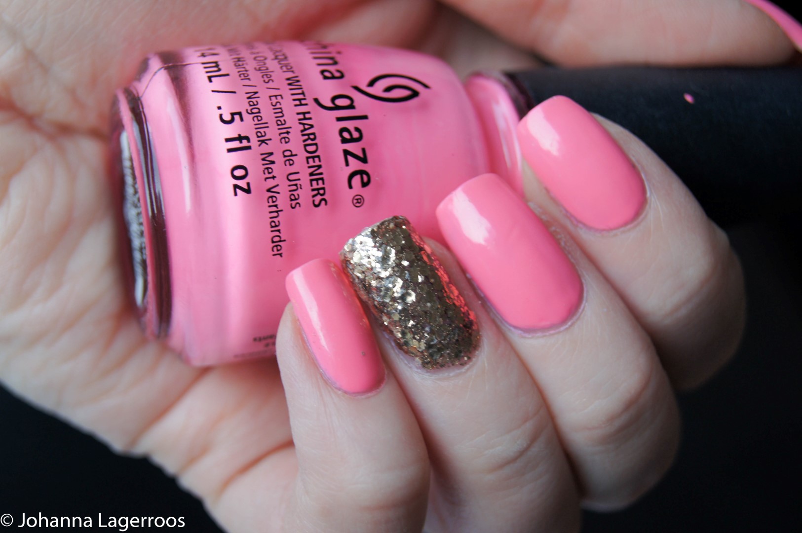 Pink and gold nails