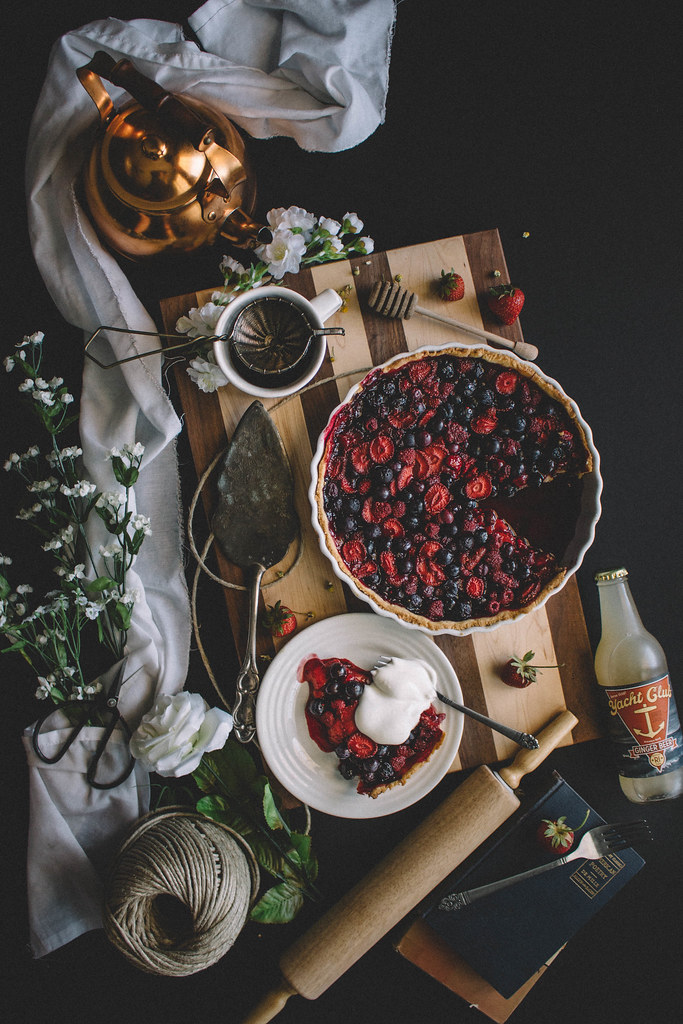 Mixed Berry Tart with Ginger Beer & Whipped Chamomile Cream