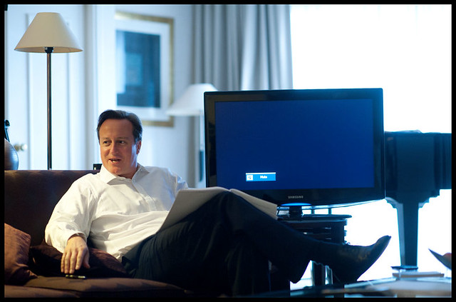 David Cameron preparing his speech