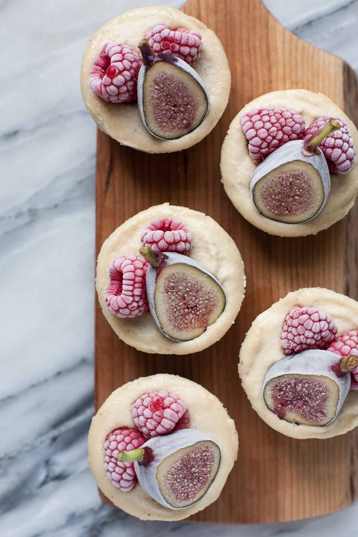 Vanilla Bean Cheesecakes with Figs and Raspberries
