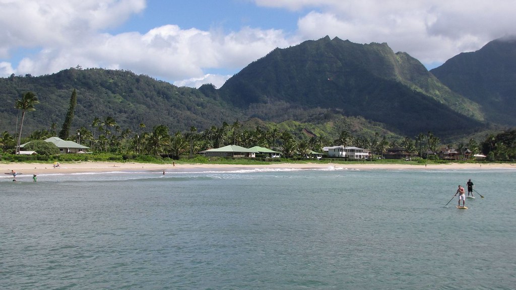 Hanalei Bay with Stand Up Paddlers