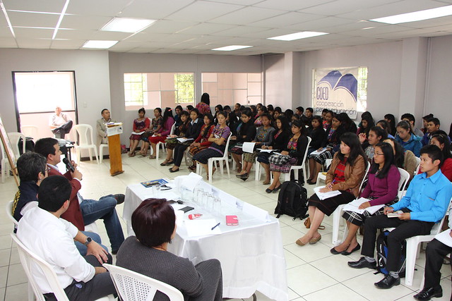 scholarship students attending a workshop in the new education center