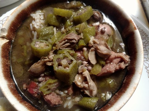 Gumbo with andouille, chicken, and oysters