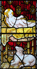 Infant Christ and watching lamb
