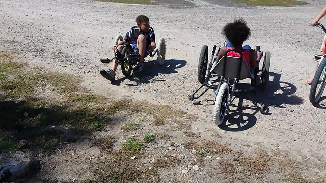 20160827 - Aja and Nathan on Pedal Powered Go Karts