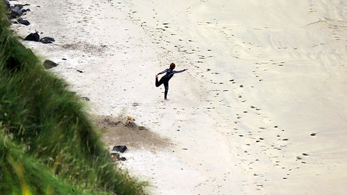 Beach yoga at the Downhill Demesne ruins in Ireland, UK