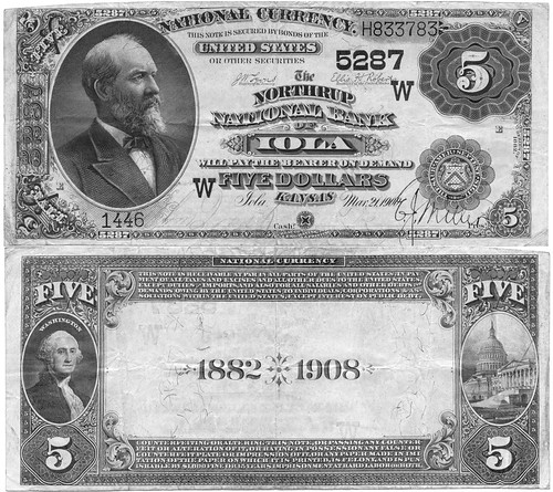 Series of 1882 data back National Bank Note front