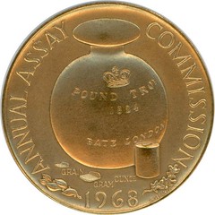 Lot 312 1968 Assay Medal reverse
