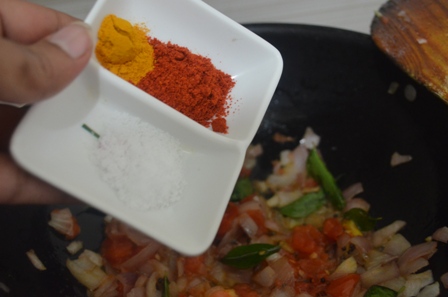 chilli powder, tumeric and salt