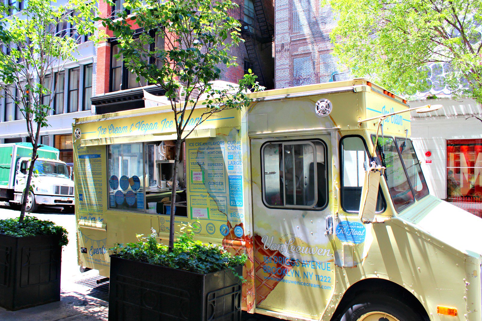 Kuva vegaanista jäätelöautosta Manhattanilla
