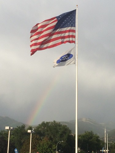 US flag with rainbow