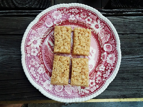 salted brown butter rice krispies treats for two