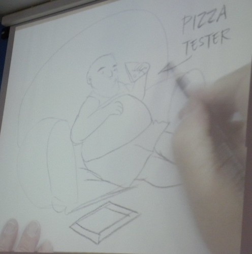 Chris Riddell, the pizza tester